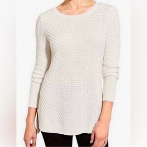Athleta Honeycomb Merino Wool Blend Tunic Sweater Womens Size Small Cream